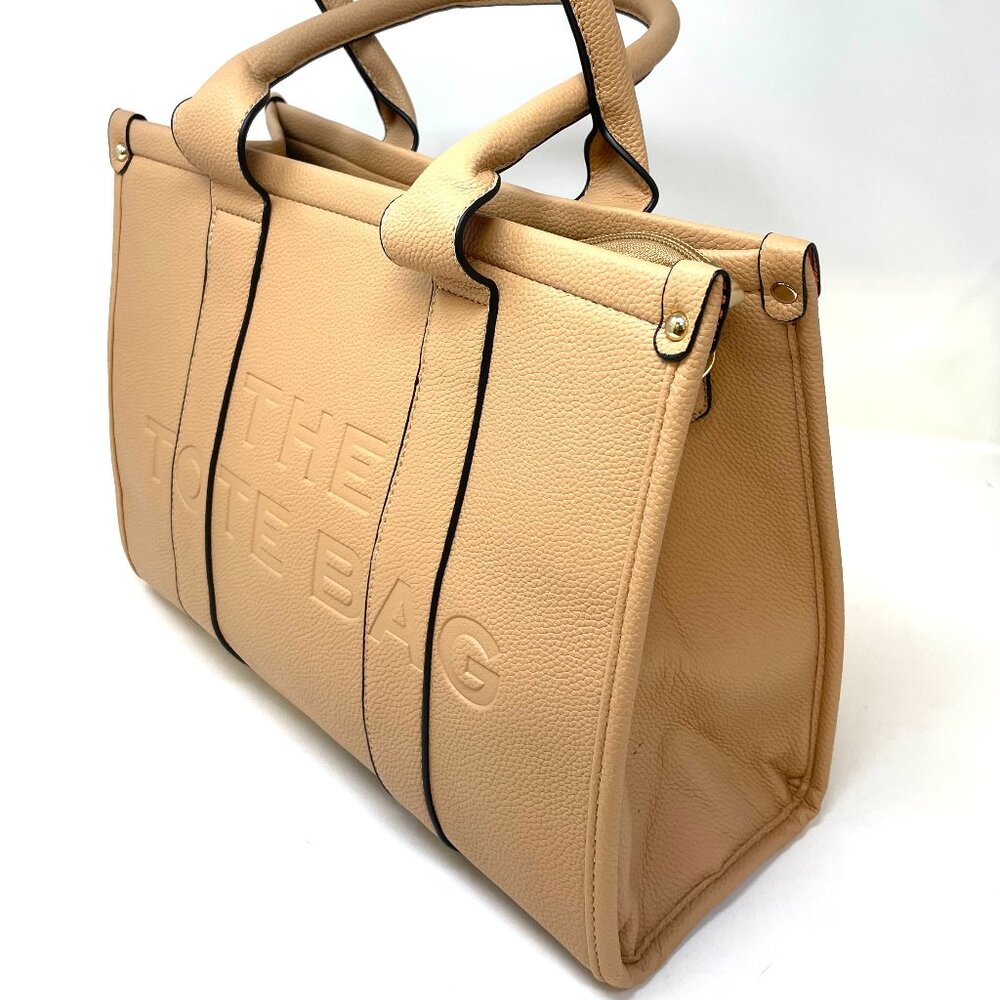 Beige Leather Tote Bag - Picture 1 of 4